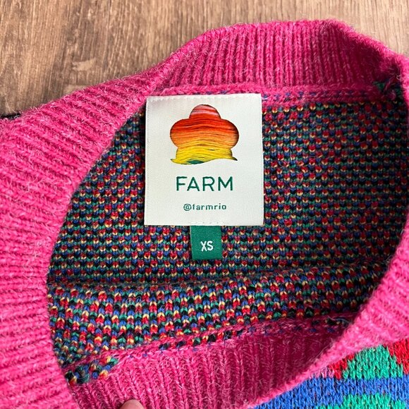 Farm Rio Graphic Elements Ainika Sweater Colorful Print Wool Blend XS - Picture 5 of 10